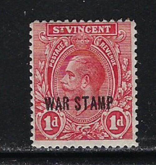 St Vincent MR2 Hinged 1916 War Tax Stamp
