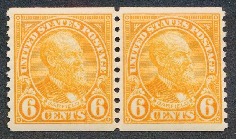 UNITED STATES 723 MINT F-VF NH COIL PAIR 6c GARFIELD