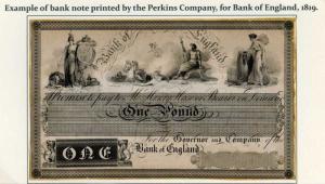 Perkins Bacon Bank of England One pound Banknote 1819