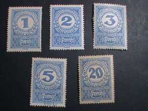 AUSTRIA STAMP-1920-SC#84//92  POSTAGE DUE STAMPS- MINT-100 YEARS OLD