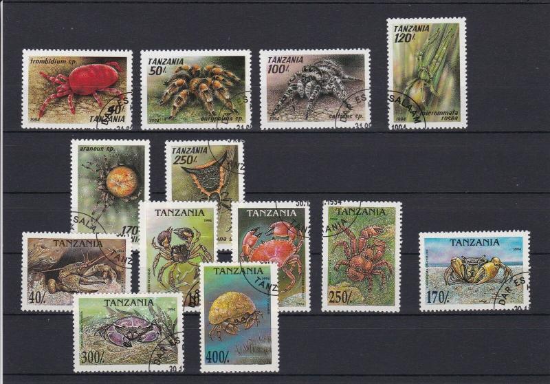 Tanzania Various Spiders Arachnids & Crustaceans Stamps Ref 24931