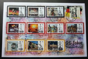 Germany Units 25th Anniv 2015 Car Flag Art (FDC) *different cancellation *rare