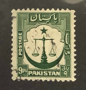 Pakistan 1948 Scott 26 used - 9p, Scales of justice