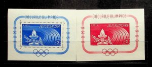 ROMANIA Sc 1337-8 NH 2 SOUVENIR SHEETS OF 1960 - OLYMPICS