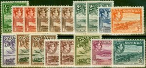 Antigua 1938-51 Extended Set of 18 SG98-109 All Shades Fine VLMM CV £282