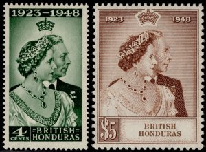 BRITISH HONDURAS GVI SG164-165, ROYAL SILVER WEDDING set, LH MINT. Cat £28.