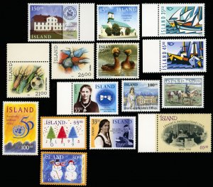 ICELAND All VF/MNH Nice lot of 1990's stamps Birds, women, Olympics, ships