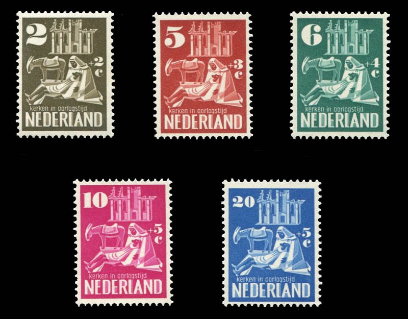 Netherlands #B214-218 Cat$47.25, 1950 Church Restoration, complete set, never...