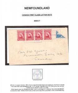 Newfoundland #63i & #79 (x4) Used On Bisect Cover To Granville NS