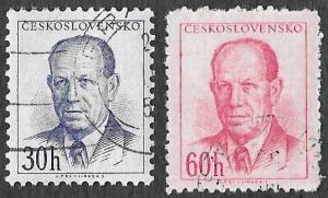 Czech SC 617-618 - President Antonin Zapotocky - 2 Stamps - Used - 1953