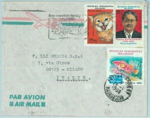 67524 - MADAGASCAR - Postal History - COVER to ITALY 1988 - CATS forest fire-