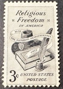 US # 1099 Religious Freedom 1957 unused