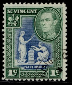 ST. VINCENT GVI SG164, 1c blue & green, FINE USED.