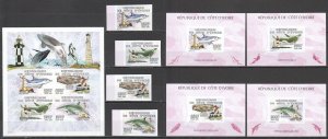 Uu0642 Imperf 2005 Ivory Coast Whales & Dolphins Michel 135 Euro 1Kb+4Bl+Set Mnh