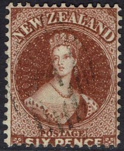 NEW ZEALAND 1864 QV CHALON 6D WMK NZ PERF 12½ USED