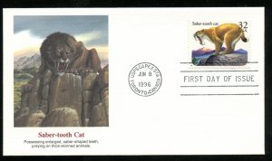 US 3080 Prehistoric Animals - Saber-tooth Cat UA Fleetwood cachet FDC