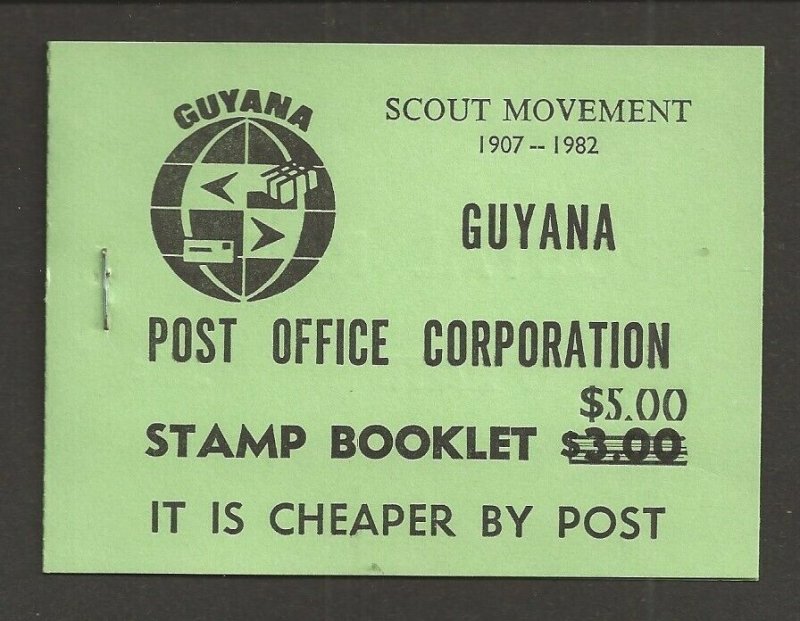 1982 Guyana Boy Scouts Caribbean Jamboree ovpt 'Postage' green booklet