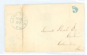 US  Lancaster, PA May 27, 1847, some tears and folds but nice cancel.