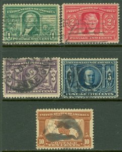 EDW1949SELL : USA 1904 Scott #323-27 Used. Clean set. Catalog $92.00.