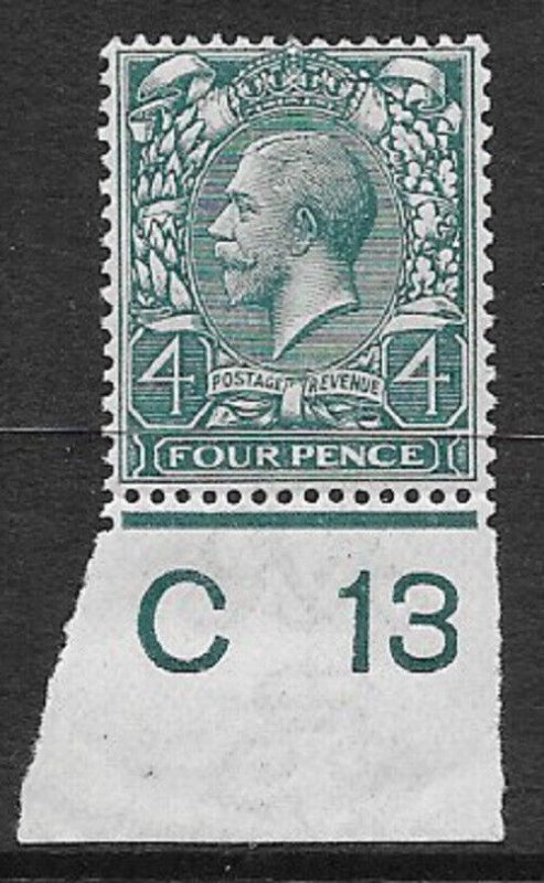 N23(1) 4d Grey Green Royal Cypher control C 13 Imperf MOUNTED MINT in margin