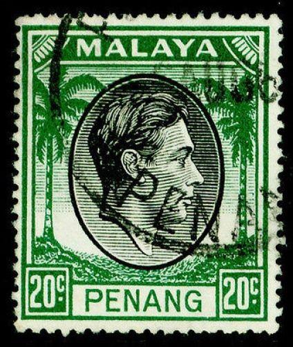 MALAYSIA - Penang SG14, 20c black & green, FINE USED.