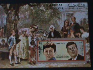 SHARJAH-1972-WORLD MOST FAMOUS PERSONS-JOHN F.KENNEDY CTO IMPERF-S/S VF