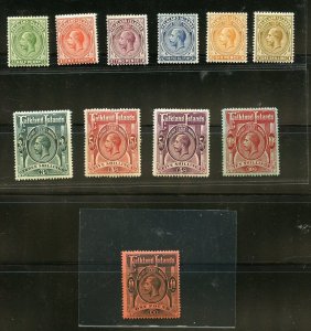 FALKLAND ISLANDS SCOTT #30-40 MINT HINGED FRESH COLORS