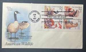 AMERICAN WILDLIFE CANADA GOOSE JUN 13 1987 TORONTO CA FIRST DAY COVER (FDC)