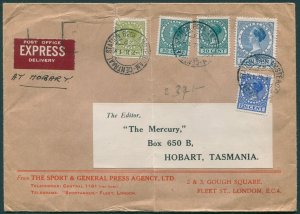 Netherlands 1939 Air Mail Express Delivery cover to Australia