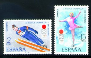 Spain Scott 1701-2 MNH** Winter Olympic stamp set 1972