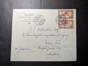 1931 Egypt Airmail LZ 127 Graf Zeppelin Cover Alexandria to Vienna Austria