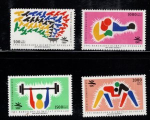 TURKEY Scott 2546-2549 MNH** 1992 Barcelona Olympics stamp set, Brilliant colors