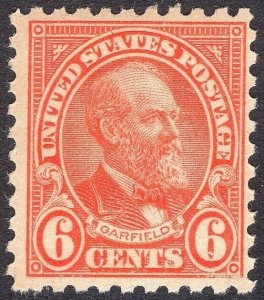#587 VF MNH OG-PERF 10 Series- 6c JAMES GARFIELD GREAT LOOKING (REM #587-4)