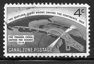 Canal Zone 157, 4c Thacher Ferry Bridge, single, used, VF