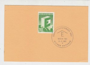 Austria Europa 1961 Europe Vienna City Hall Slogan Cancel Stamps Card Ref 23349