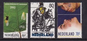 Netherlands   #825-827  cancelled  1993 first aid  horse artillery  university