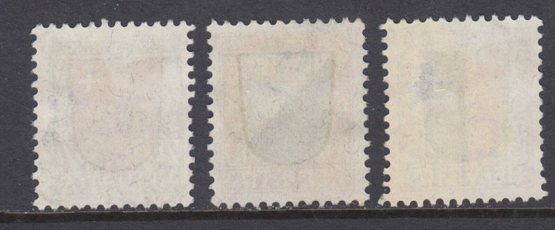 Switzerland Sc B15-B17 used. 1920 Coat of Arms semi-postal, cplt set, 2 w/ thins