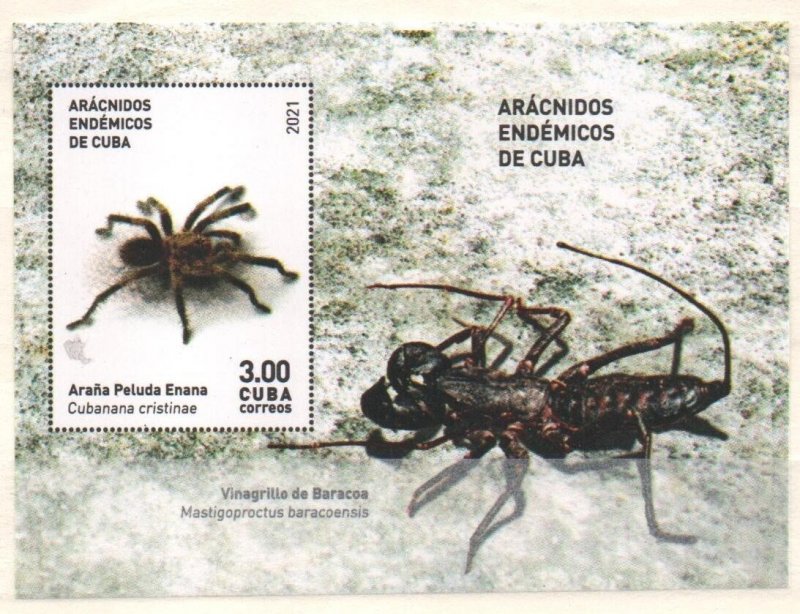 dCuba 2021 Endemic Arachnids Spiders, Spiders, Scorpion, Caracranes 6v + S/S MNH-