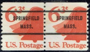 1974 6.3c Liberty Bell w/precancel f/SPRINGFIELD MA 1518-71 NICE pair !