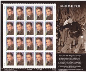 Sc# 3329 1999 U.S 33¢ complete James Cagney sheet MNH CV $22.00