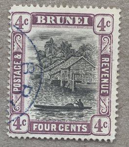 Brunei 1907 4c mauve with blue cds. Scott 19, CV $8.00.  SG 26