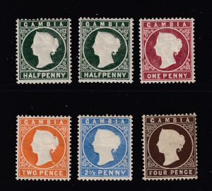 Gambia x 6 early QV embossed heads MH