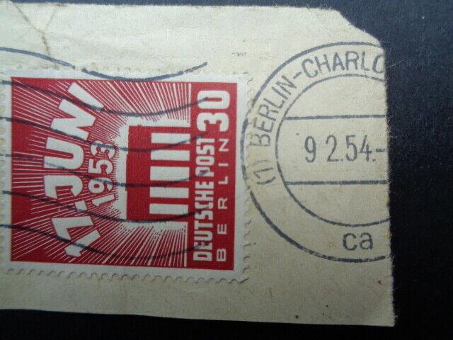 Staqmps Germany - Berlin 1953 Eastern Workers Strike 30 pfg Red on Piece.