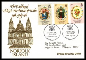 Norfolk Island 280-282 Typed FDC