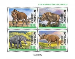 Central Africa - 2020 Extinct Mammals - 4 Stamp Sheet - CA200517a