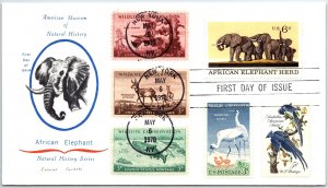 U.S. FIRST DAY COVER AMERICAN MUSEUM OF NATURAL HISTORY ELEPHANT COMBINATION '70