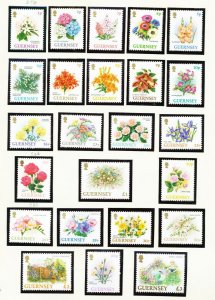 GUERNSEY - # 476-497 & 584-585 - VF MNH -  flowers -1992-1997