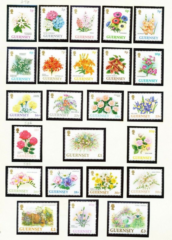 GUERNSEY - # 476-497 & 584-585 - VF MNH -  flowers -1992-1997