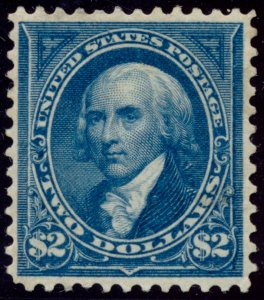 US 277 $2 1895 James Madison watermarked PSAG grade 80 unused OG hinged