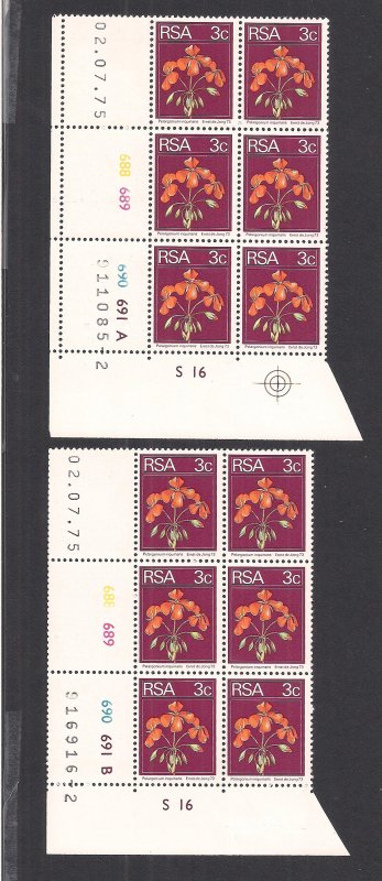 SOUTH AFRICA SC# 410  CONTROL B/6  CYLINDER #688-91  PANE A&B #2  FVF/MNH  1975